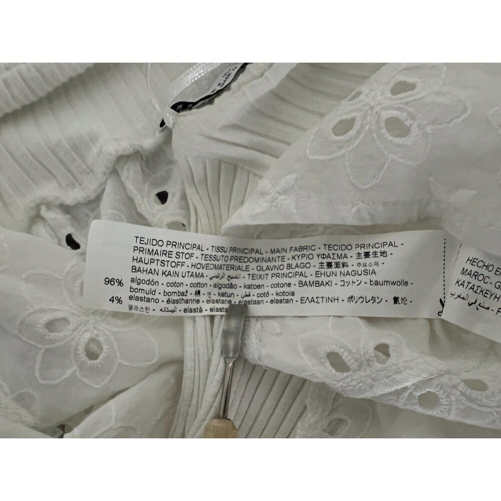 Zara White Eyelet Halter Top Womens Small Cottagecore Coquette - Picture 7 of 8